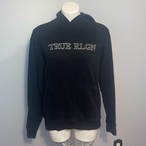 True Religion adult black and white cotton blend hoodie. Size XL.